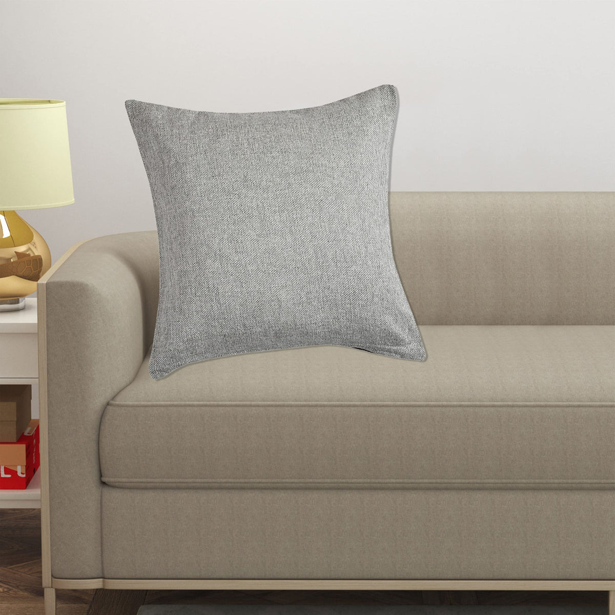 Yellow Weaves Jute Texture Cushion Covers, 16 X 16 Inches, Grey, 1 Piece-250 TC
