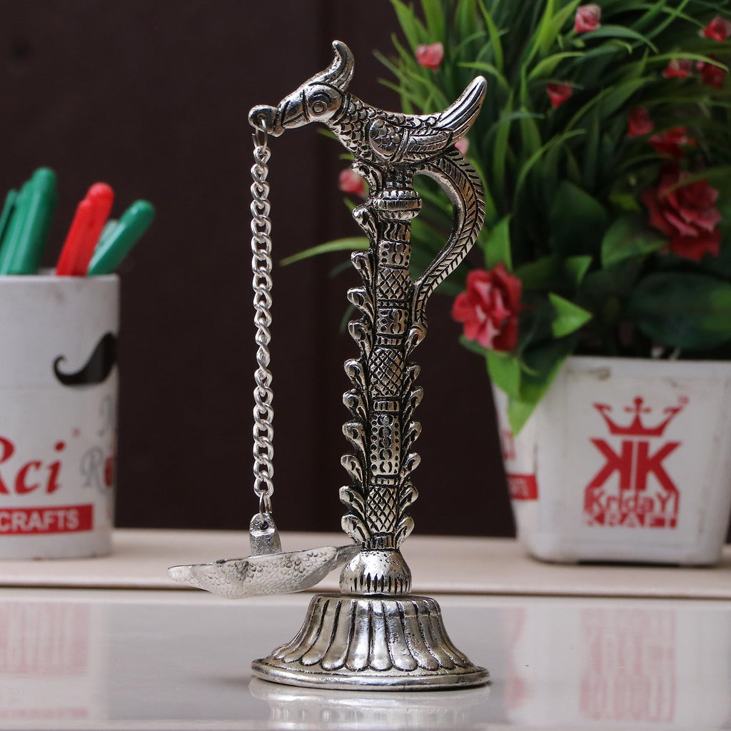 Parrot Design Metal Hanging with Chain Diya Pair of Parrot Design