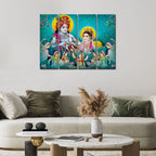 VIBECRAFTS 4 Pieces Beautiful Radha Krishna Canvas Wall Painting Fitted With Wooden Frame For Home | Office | Living Room | Gift(PTVC4Pcs1_13511)