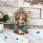 ARTVARKO Brass Multicolor Ganesh Idol Statue Elephant Murti God Ganesha Vinayak Ganpati Sitting Sculpture Bhagwan Entrance Home Warming Vastu Décor Height 8 Inch