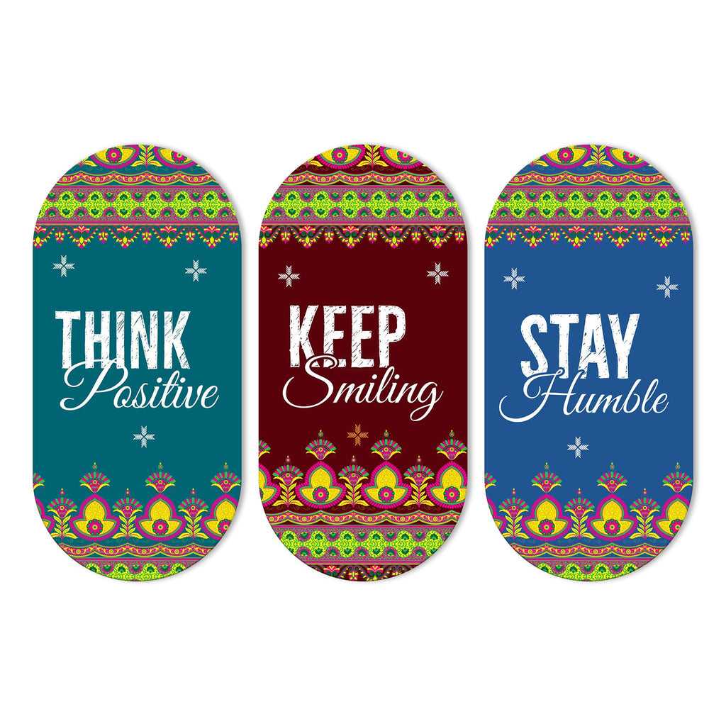 Artvibes Stay Humble Positive Quotes Printed Wooden Wall Hanger for Home | Office | Living Room | Gift | Modern Decoration Items | Kitchen Wall Decor | Artworks (WH_9004N), Set of 3