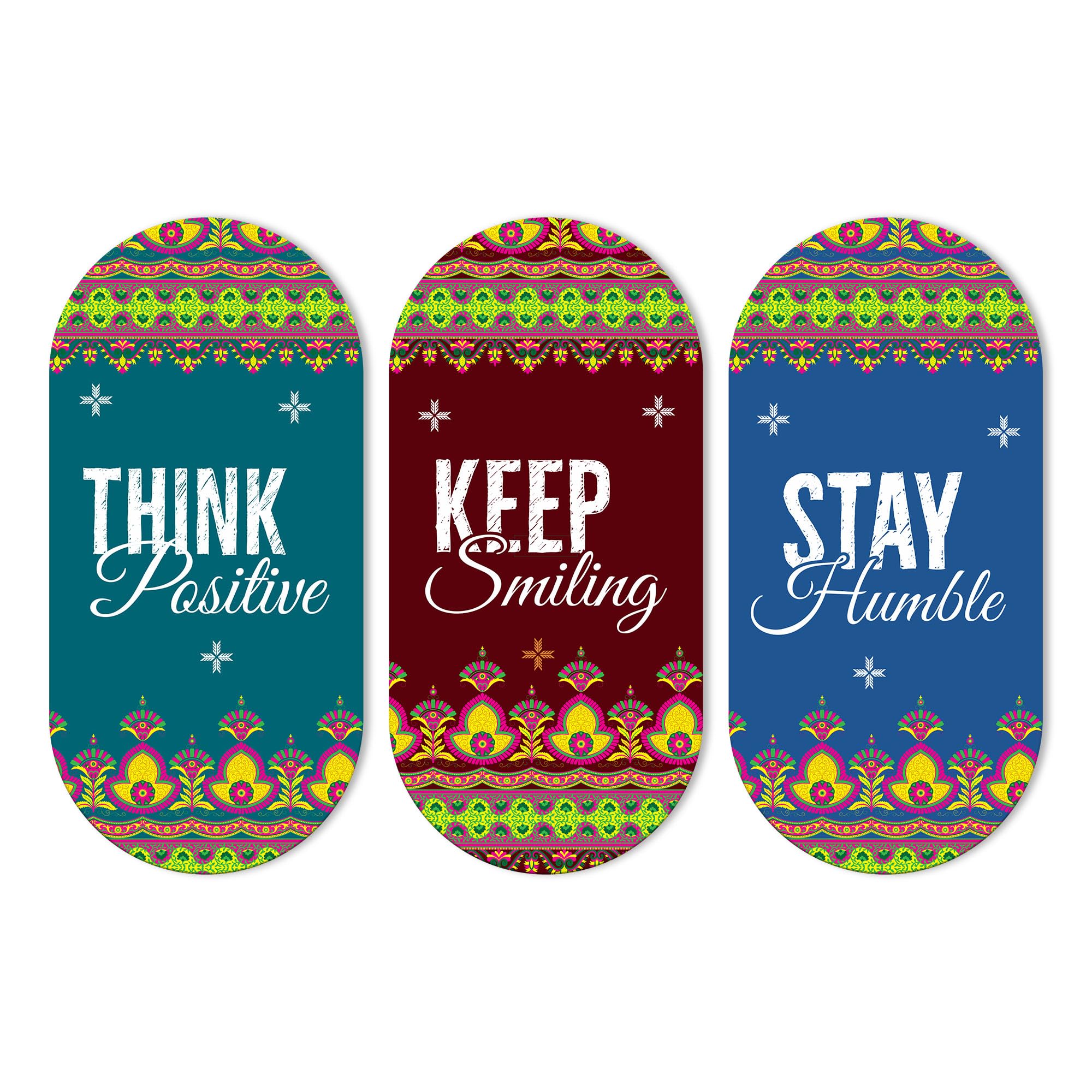 Artvibes Stay Humble Positive Quotes Printed Wooden Wall Hanger for Home | Office | Living Room | Gift | Modern Decoration Items | Kitchen Wall Decor | Artworks (WH_9004N), Set of 3