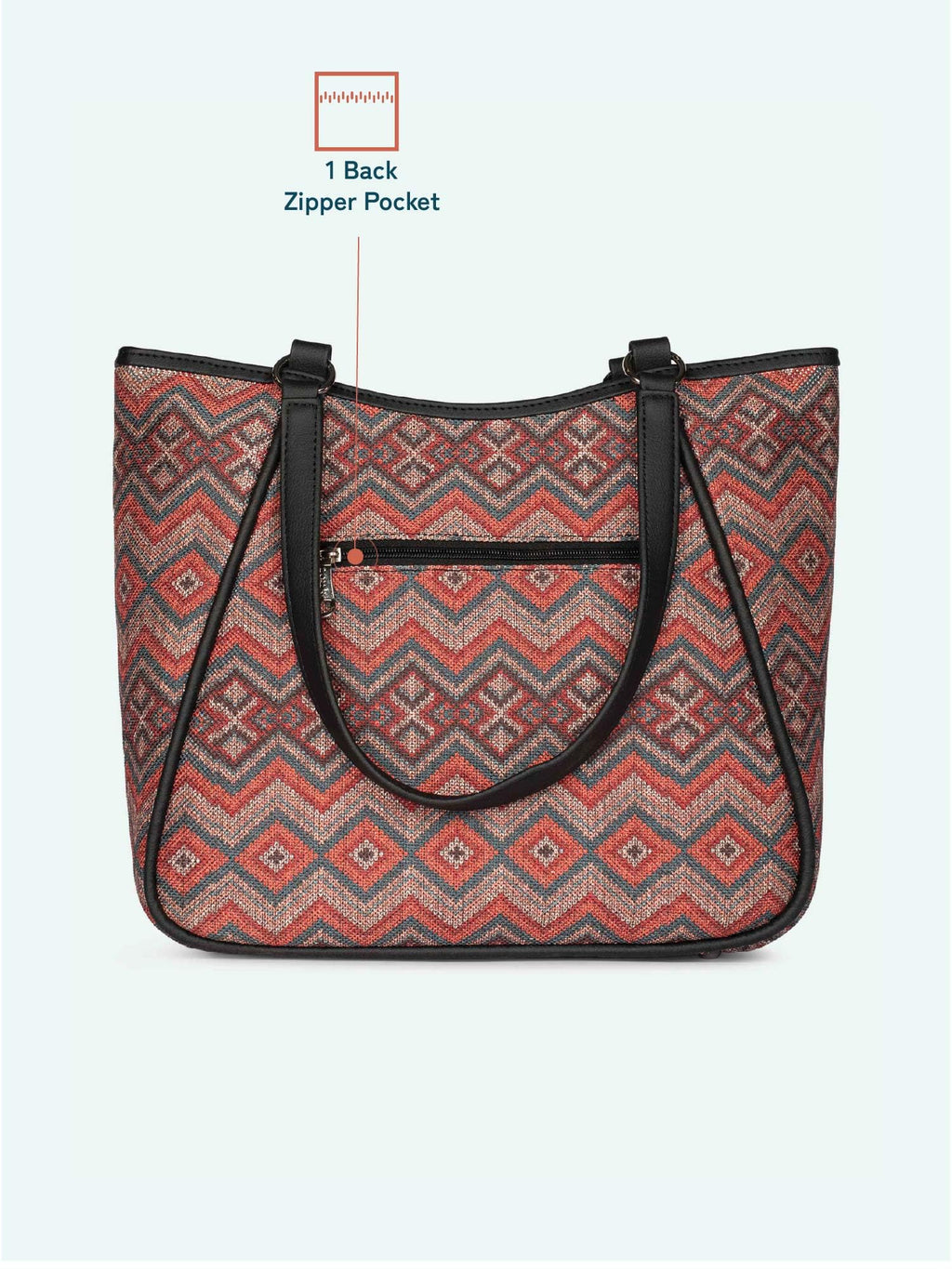 ZOUK Rhea Kapoor Naisha Tote Bag | Big Size Stylish Purse | handbag with Zipper & Compartments | Premium Office & Travel Tote | Casual & Daily Use | Gwalior Weaves