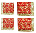 MEVE Rumala Sahib Ji Decorative Cloths for Temple (Set of 4, Red with Yellow Embroidery)