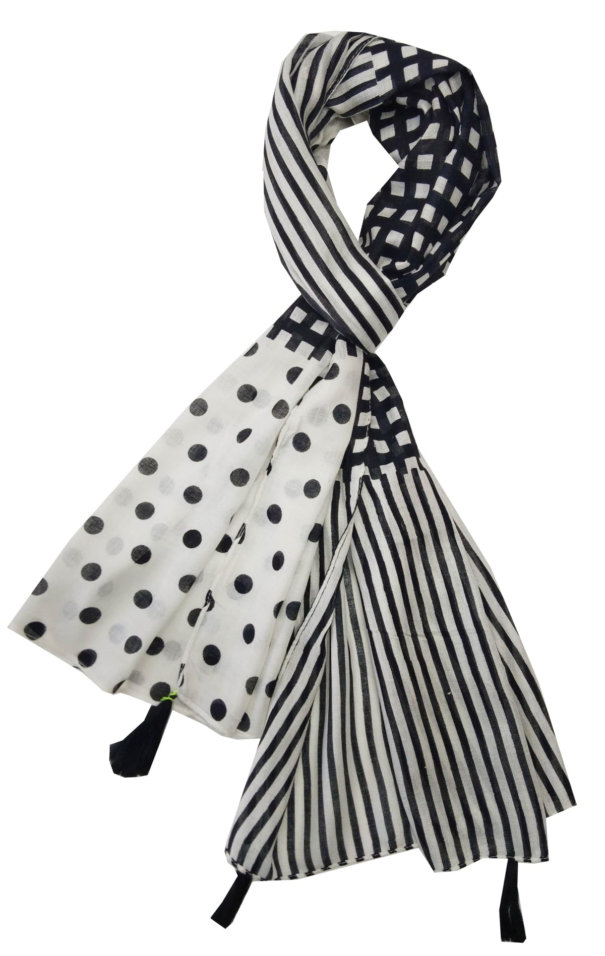 JVNINE Women Printed Scarf (Stole) With Tassels