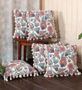 ishro home Premium Cushion Cover 16 inch x 16 inch | Set of 5 – Soft European Standard Fabric, Frill Design, Machine Washable | (5, Paisley Fiesta, 16x16 Inch)