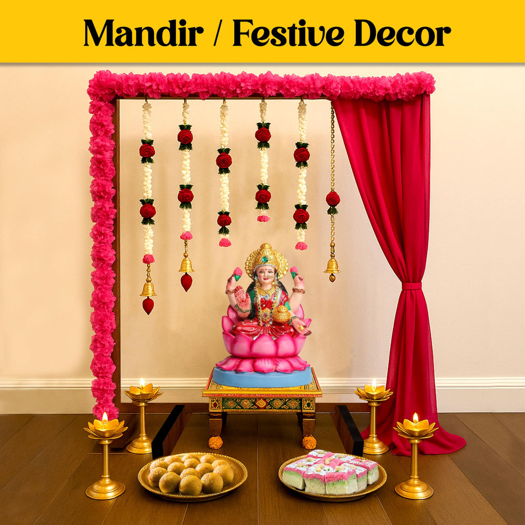 SOLOBOLO Mandir Foldable Backdrop Stand for Ganpati ,Navratri,Durga Pooja,Ideal for Home Mandir and Office as Backdrop Frame, Festival Decoration Item (b) 30x24 Inch