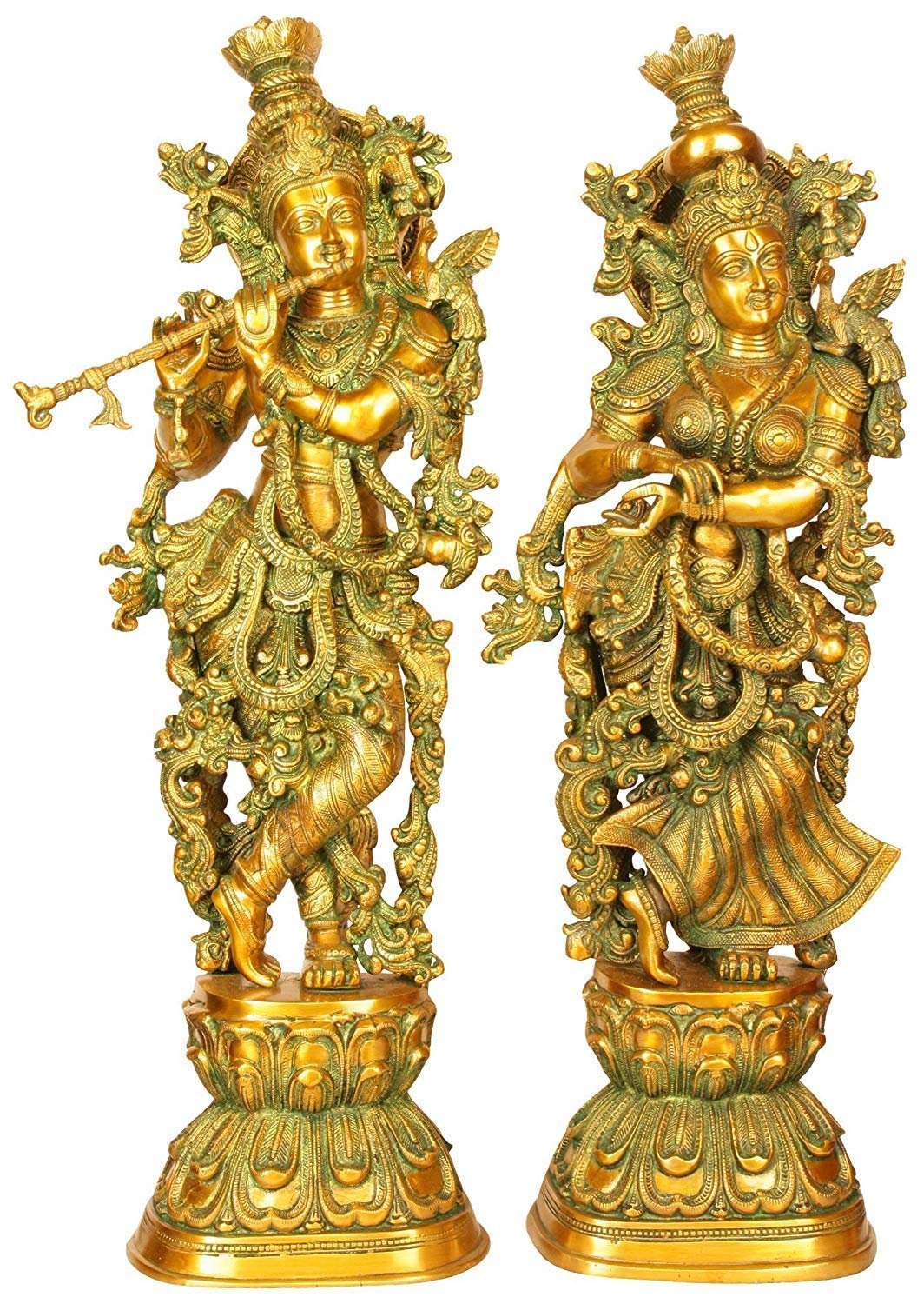 ARTVARKO Brass Lord Radha Krishna Couple Bhagwan Large Statue Murti for Home Decor Pooja Temple Gift Height 29 Inch