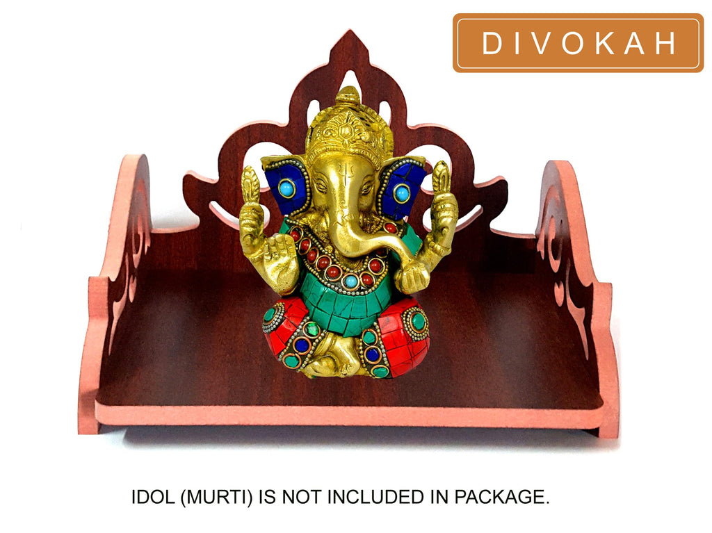 DIVOKAH® Plywood Small Wooden Temple for Home Office and Shop/sinhasan/Pooja Stand/Hindola (8.5 in * 6 in * 5.5 in) (8 MM Plywood Thickness) BR_SINHASAN