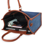 KIVOLEX Denim Laptop Tote Bag for Women | Fits 14 Inch Laptop | Office & College Handbag with Adjustable Shoulder Strap | Multi-Compartment Work Bag | Premium Denim & Vegan Leather