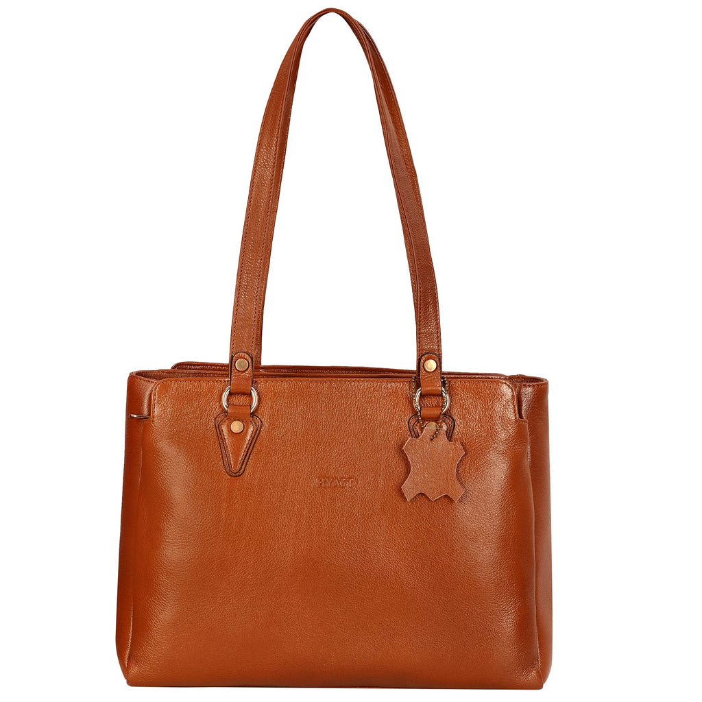RICHSIGN LEATHER ACCESSORIES Full-Grain Natural Leather Top-Handle satchel Handbags & Shoulder tote Bags For Women (Dimension- L-13 X H-10 x W- 5 Inch | Weight- 0.8 KG / 800 GR (TAN)