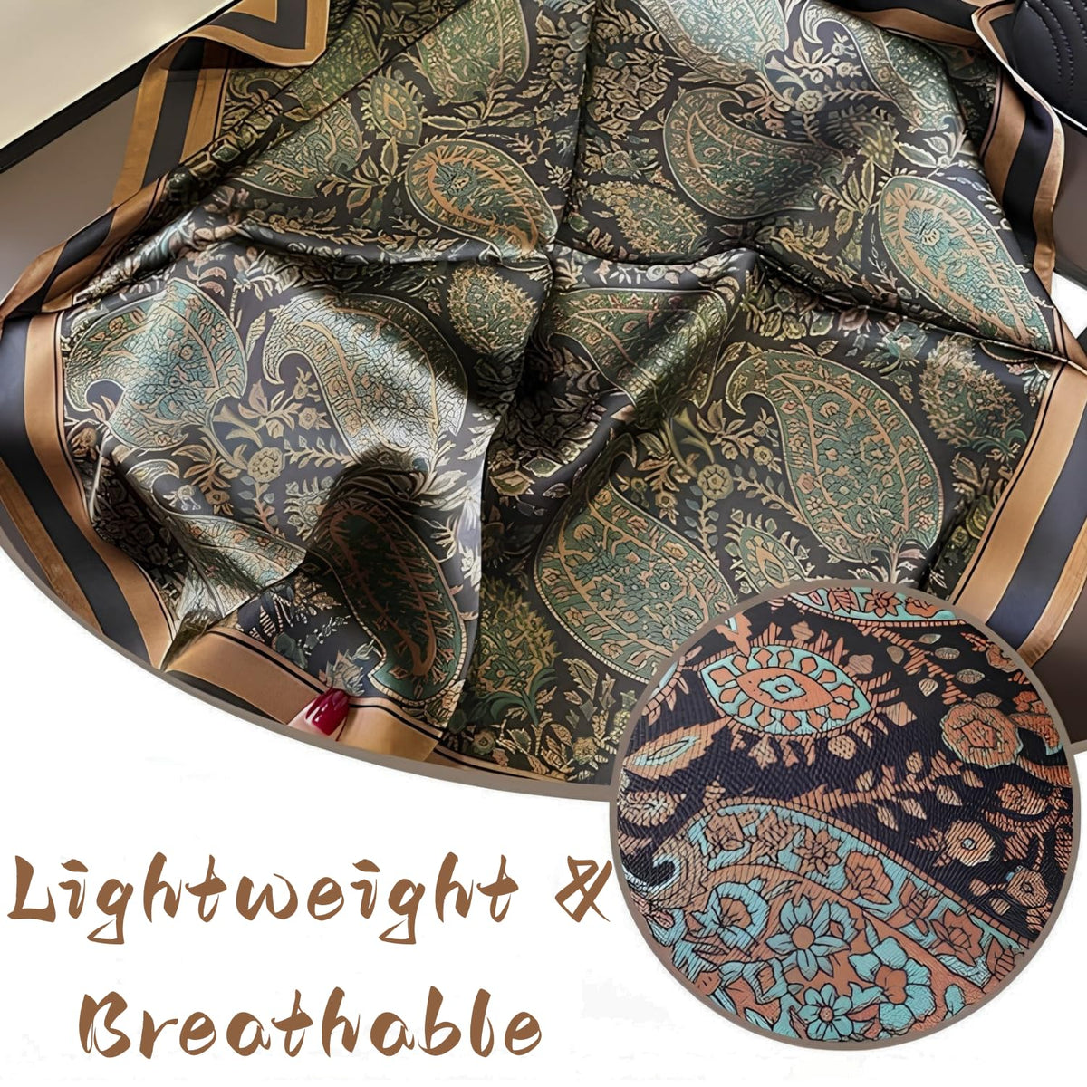 CoolShef Silk Like Satin Scarf for Women - 27.5 Square Lightweight
