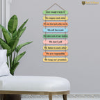 Artvibes Our Family Rules Quotes Wooden Wall Hanger for Home Decor | Quotes Decor Item | Wall Accents | Gift Items | Wall Illustrations | Modern Artworks Hangings | Mdf Wall Decoration (WH_9320N)