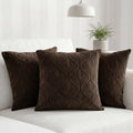 Yellow Weaves Jacquard Cushion Covers | Sofa Cushion Covers | Throw Pillow Cover for Sofa, Couch, Living Room| Removable & Washable | 16x16 Inches, Set of 3 (Coffee Brown)