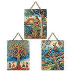 Artvibes Women & Kids Under The Tree Decorative Wall Art MDF Wooden Wall Hanger for Home | Handcrafted Art | Festive Decor | Wall Poster | Paintings For Wall | Ideal Gifts (WH_9684N), Set of 3
