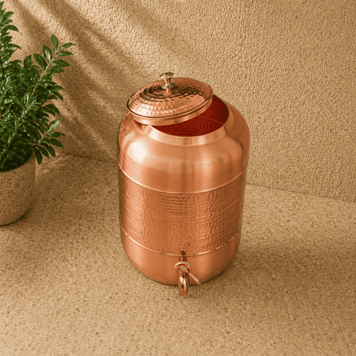 Copper Half Hammered Water Dispenser Vedansh Craft