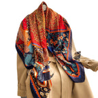 PALAY Satin Scarf Silk Feeling Square 43.5×43.5 In Multicolor Tree Of Life