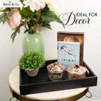 Birch & Co. Wooden Round Serving Tray - 10 Inch X 15 Inch - For Decoration, Tea, Coffee - Premium MDF Trey With Resin Finish, Black