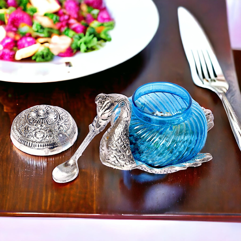 KridayKraft Aluminium Container Mukhwas Dining Box, Mouth Freshener Storage For Gift Home kitchen Peacock shape, Mukhwas Box (Silver)(1 Piece)