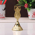Kriday Kraft Antique Pooja Bells Metal Gold Kuber Ghanti, Hand Bell with Kuber Laxmi and Ganesh Embose for Pooja Mandir Handcrafted Puja Ghanti Home and Office Mandir Décor