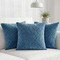Yellow Weaves Jacquard Cushion Covers | Sofa Cushion Covers | Throw Pillow Cover for Sofa, Couch, Living Room| Removable & Washable | 16x16 Inches, Set of 3 (Teal Blue)