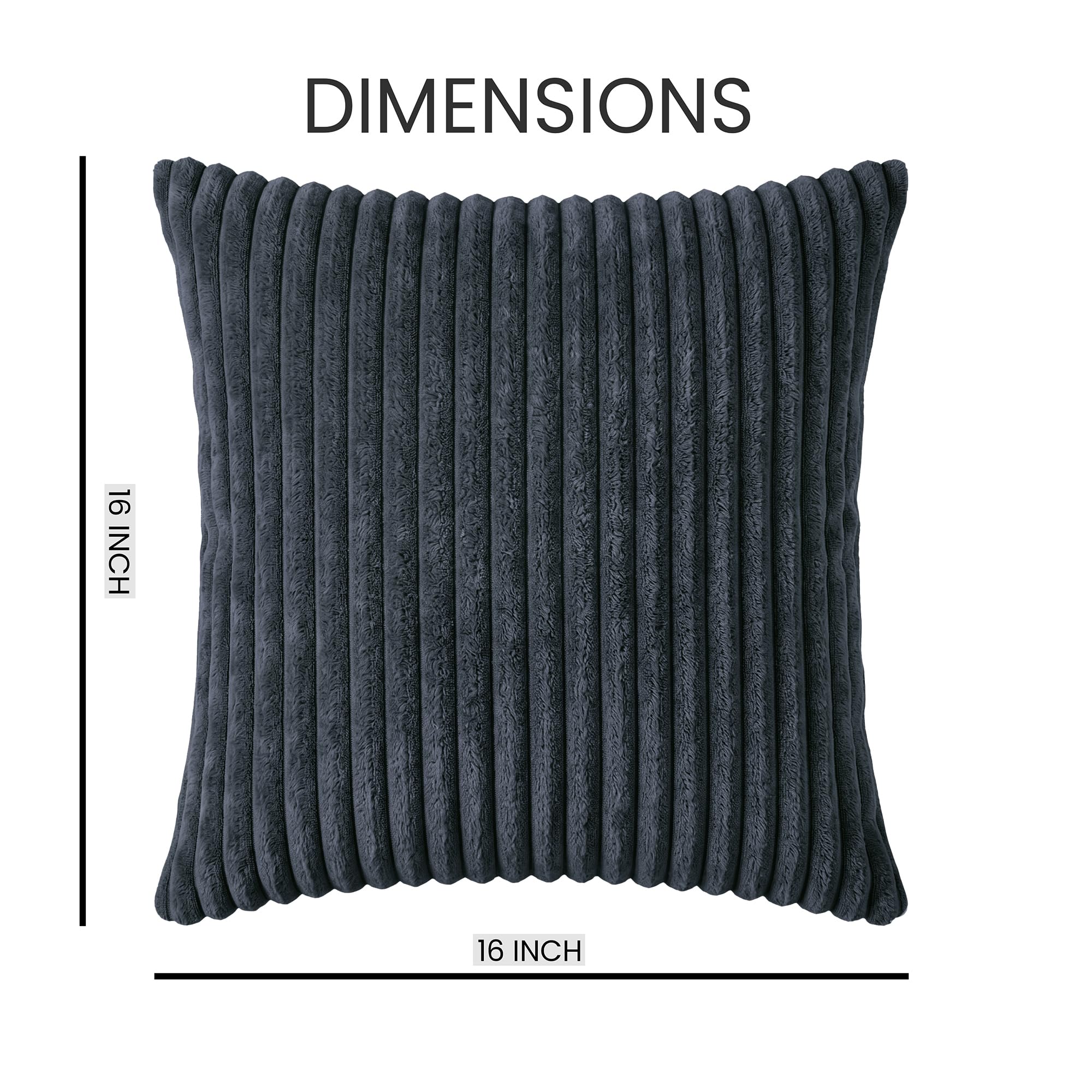 Yellow Weaves Pencil-Stripe Fur Cushion Covers | Soft Polyester | Decorative Sofa & Throw Pillow Covers | 16x16 Inches, Pack of 5 (Bluish Grey)