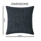 Yellow Weaves Pencil-Stripe Fur Cushion Covers | Soft Polyester | Decorative Sofa & Throw Pillow Covers | 16x16 Inches, Pack of 3 (Bluish Grey)