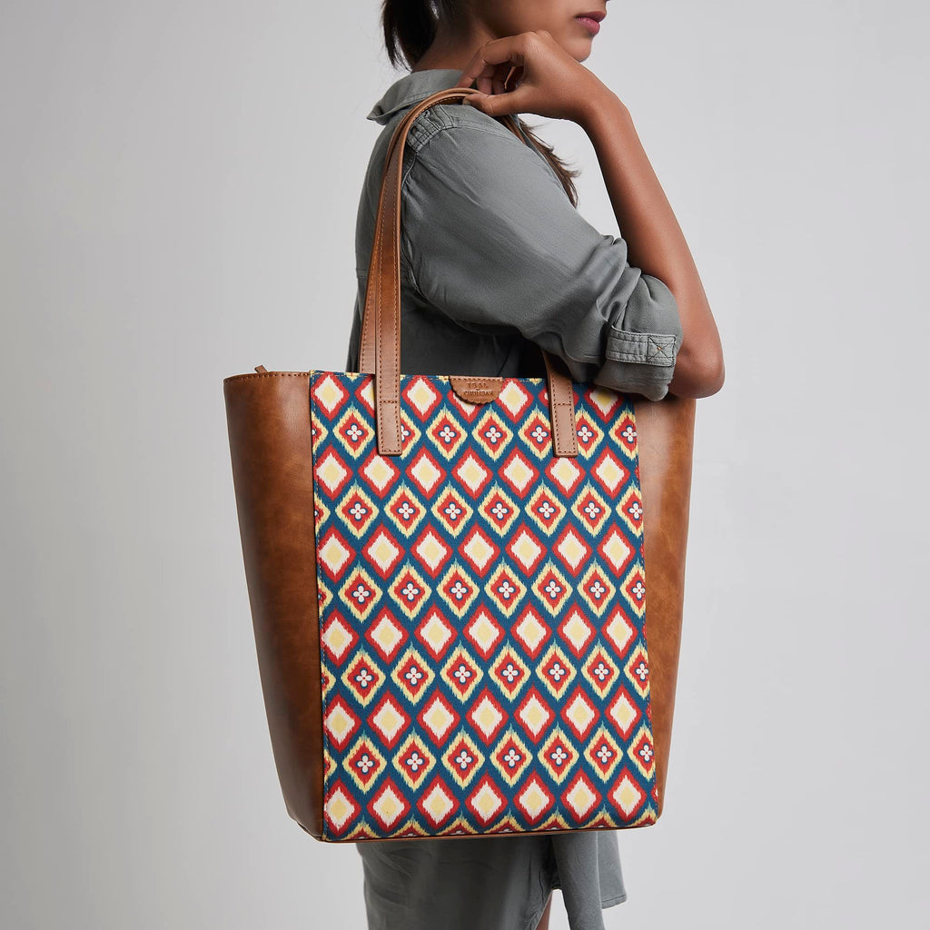 TEAL BY CHUMBAK Women's Office Tote Bag, Stylish Canvas Shoulder Bag for College, Work and Travel, Laptop Compatible with Zipper Closure