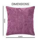 Yellow Weaves Pencil-Stripe Fur Cushion Covers | Soft Polyester | Decorative Sofa & Throw Pillow Covers | 16x16 Inches, Pack of 2 (Purple)
