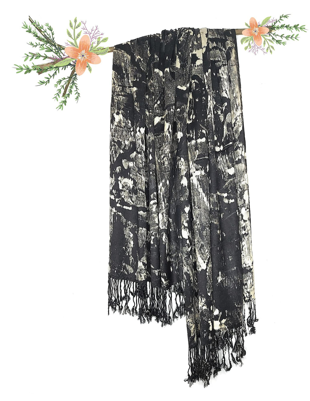 Chandwasia Viscose Satin Finish Scarf Stole | Soft Lightweight Designer Accessory for Men and Women | Summer Collection | Black