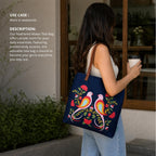 Chumbak Feathered Mates Tote Bag – Canvas Shoulder Bag for Women, Colorful Bird Print, Zipper Closure, Ideal for College, Travel, Office