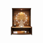 Rellon Industries Wooden Mandir for Home Pooja - Beautiful Temple Stand for Office with LED Spot Light (A1)