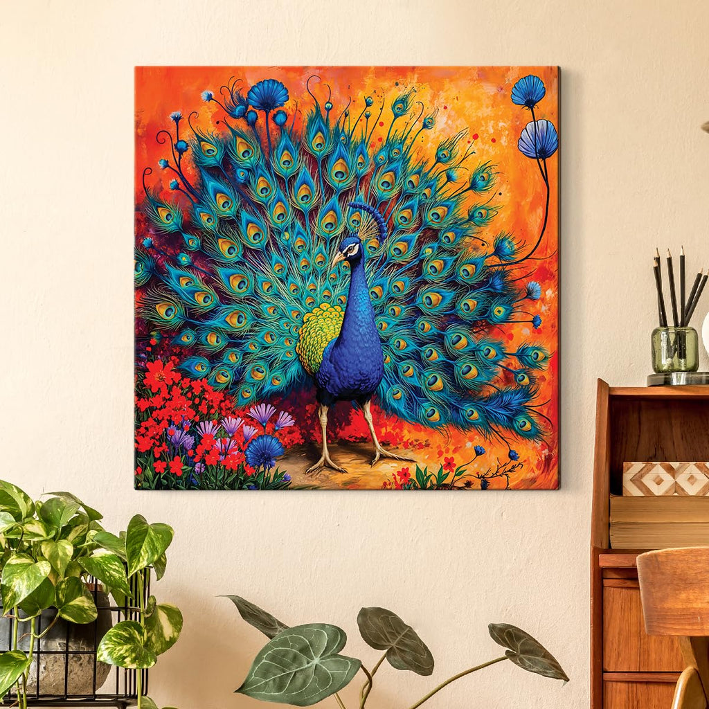 Canvas Dancing Peacock Painting For Wall Vastu ArtX