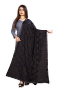 AKSHAR LLC Miss India Women's Chiffon Dupatta with Karachi Embroidery Work (black)