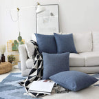 Khooti Jute Cushion Cover | 14x14 Inch | Navy Blue | Set of 2 | Throw Pillow Cover for Couches, Chairs, Sofas, Beds, Coffee Tables, Living Rooms, Bedrooms, Modern Boho Design