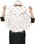 Sclout Soft Cotton Breathable Sun Protection Scarf Dupatta Usable for vehicle Driver | White Printed Design Stoles | Universal Size | For Girl & Women | Light Weight (Scarf - Strawberry)