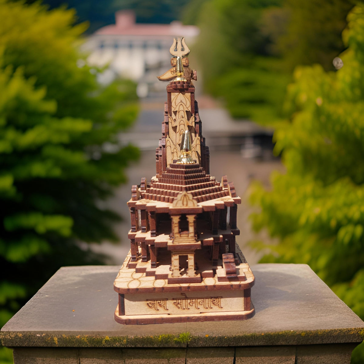 A&S Ventures Wooden Somnath Temple Model - Authentic, Handcrafted Design for Home Temple, Decor & Gifting (Wooden Brown)