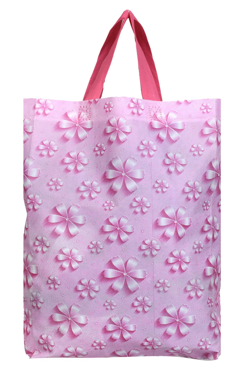 Kuber Industries Cotton Reusable Grocery Shopping Bag With Handle|Goodies Bag Promotional Bag for Birthday|Size 26 x 11 x 38|Pack of 12 (Pink)