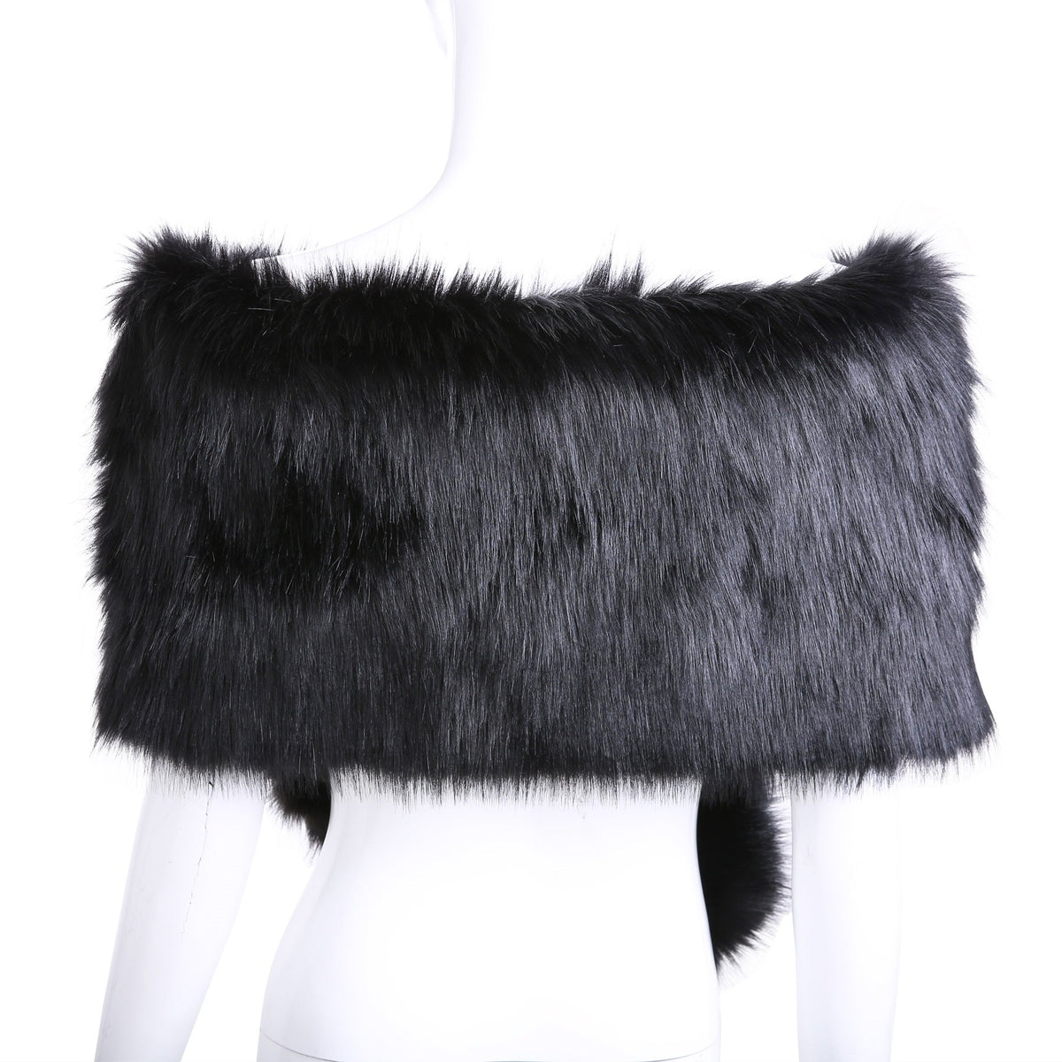 KAMA BRIDAL Women Long Faux Fur Shawl Bridal Stole Cover Up Winter Soft Bolero Scarf, Black, Talla Única