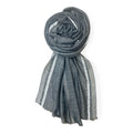 FAHABO Scarf Woman Pleated Cotton with Woven Border Scarves | Hijab Scarf | Headscarf | Neck Scarf | Stoles | Wraps (Dark Grey)