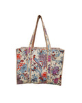 Raj Handicrafts Cotton Printed Tote Bag,Hand Bag Multicolor Quilted Hand Block Floral Printed Women's Carry Bag Shoulder Shopping Tote Bags 18x5.5x16 Inch (Peach 1)