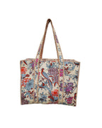 Raj Handicrafts Cotton Printed Tote Bag,Hand Bag Multicolor Quilted Hand Block Floral Printed Women's Carry Bag Shoulder Shopping Tote Bags 18x5.5x16 Inch (Peach 1)