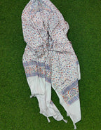 JAHAN TEXTILE white Floral Printed Scarf for Women | Soft Lightweight Dupatta/Stole with Tassels | Elegant Ethnic & Casual Wear Wrap | Stylish Designer Shawl for All Seasons (White1)