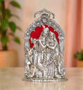 KridayKraft Metal Radha Krishna Idol with Cow Decorative Showpiece Statue for Puja Room Home Office Desk Gift Items Ornate Metal Sculpture of Hindu Deities (Silver, Height 33 CM)
