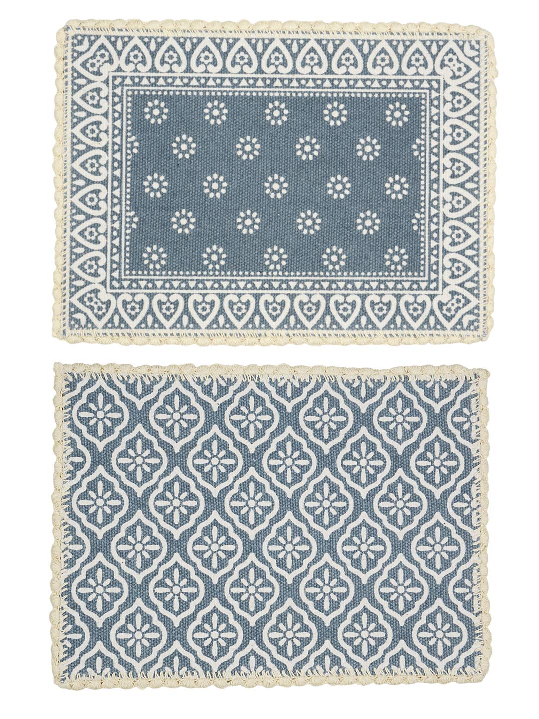 SARAL HOME EASY LIVING Decorative Jute Printed Cotton Table Placemat - Pack of 2 Pc, (33x45 Cms, Grey) Kafalo
