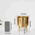 BEHOMA Hammered Metal Indoor Planter for Table, Golden