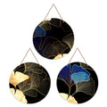 Artvibes Flower Art Round Botanical Decorative Wall Hanging Ornaments | Living Room | Office | Wall Art Painting For Hall | Graphic Artwork | Wall Illustrations | Gift Items (WH_4210N), Set of 3