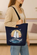The Purple Tree Eco-Friendly Canvas Tote Bag, Sustainable, Reusable Shopping, Beach, Travel or Everyday Tote, Wide Tote Bag, Ocean Wanderer