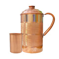 Adoko Pure Copper Water Jug 2 Litre with 1 Copper Glass (300ml) | Ayurvedic Copper Pitcher Set for Drinking & Storage for Health & Wellness
