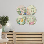 Artvibes Mughal Wooden Wall Hanger for Home Decor | Graphic Artwork | Decoration Wall Hanging Items | Wall Sculpture | Aesthetic Wooden Decor | Aesthetic Wall Art | Ideal Gifts (WH_8436N), Set of 4